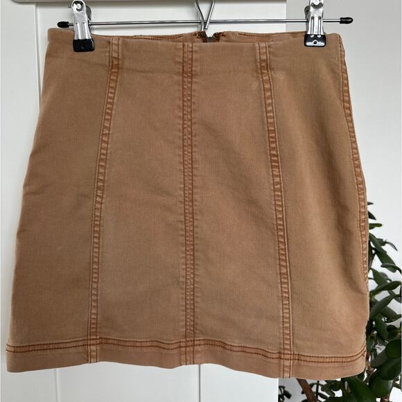 Free People Women's Modern Femme Mini Skirt, Tan, Size 4 - Picture 1 of 4